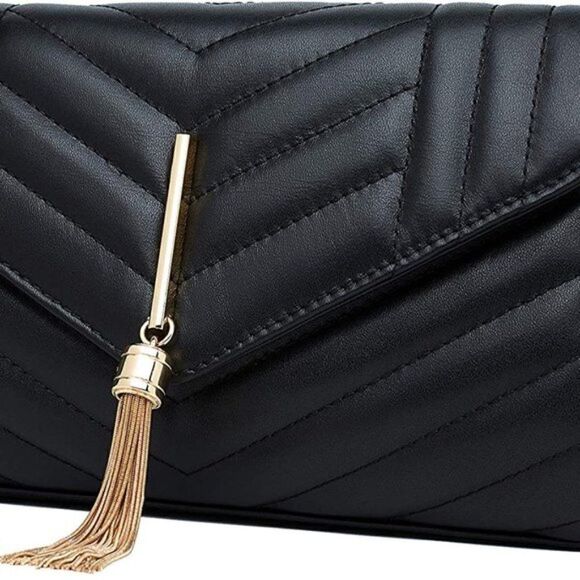 New Leather Clutch Crossbody Bag Quilted Evening Bag - Picture 4 of 7